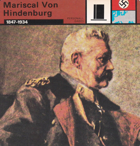 FICHA PERSONALIDADES 117: MARISCAL VON HINDENBURG. 1847-1934