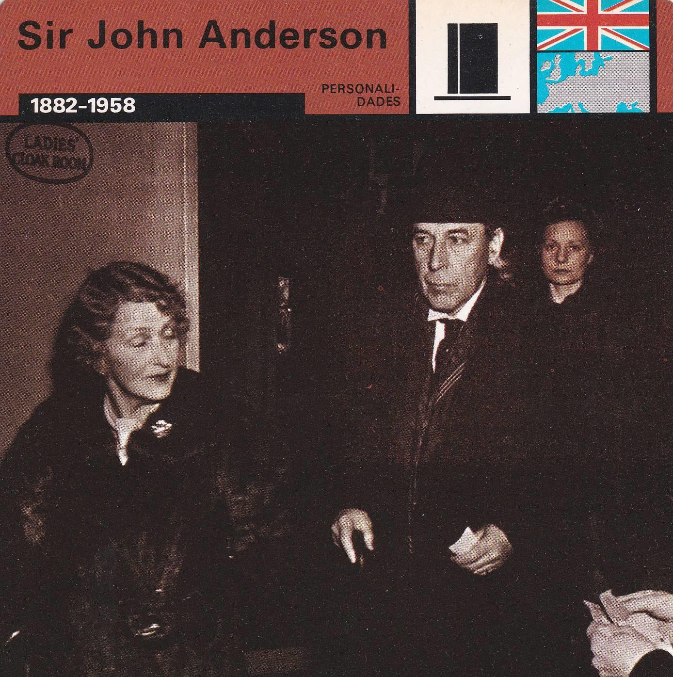 FICHA PERSONALIDADES 200: SIR JOHN ANDERSON. 1882-1958