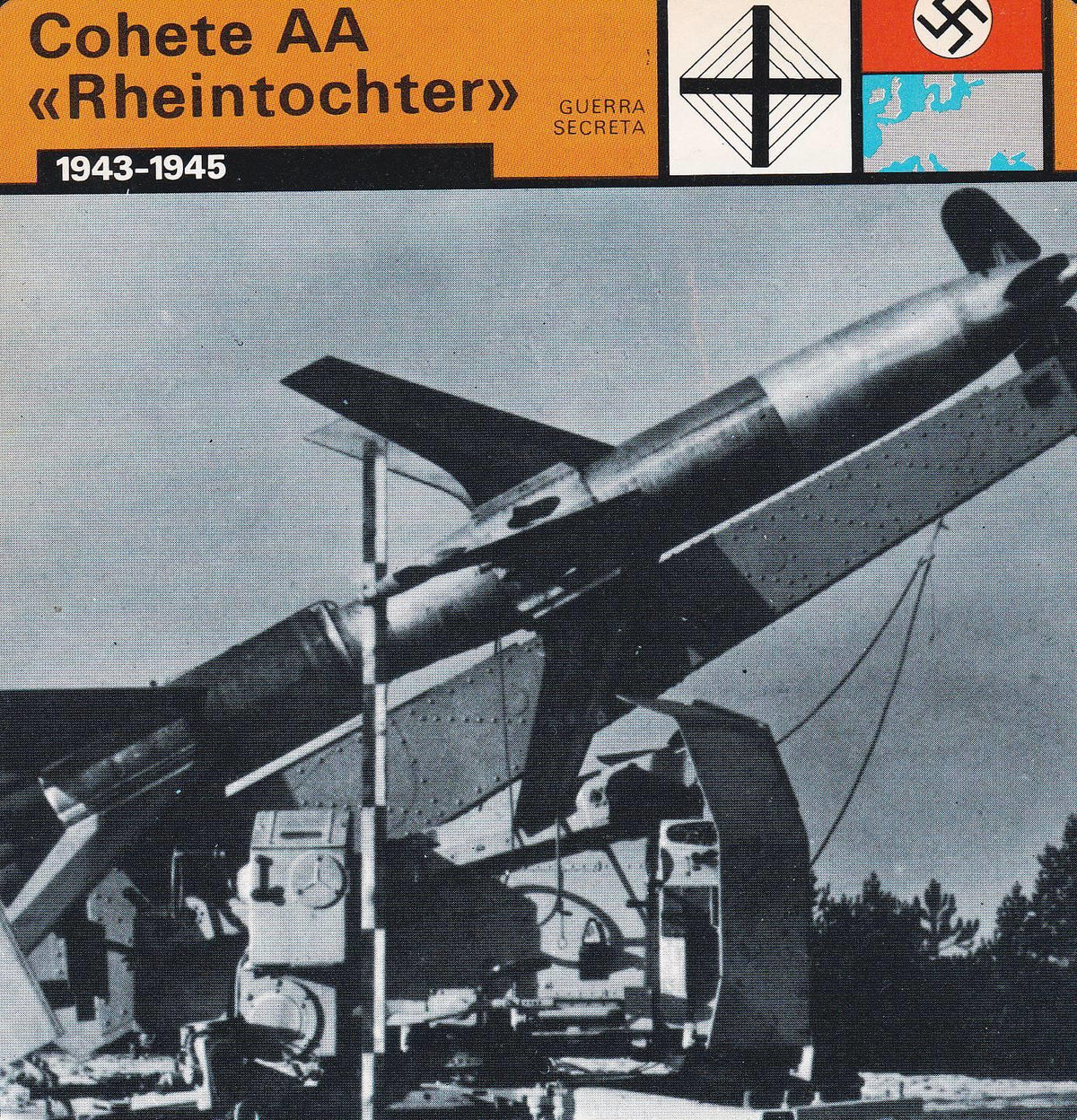 FICHA GUERRA SECRETA 333: COHETE AA RHEINTOCHTER. 1943-1945