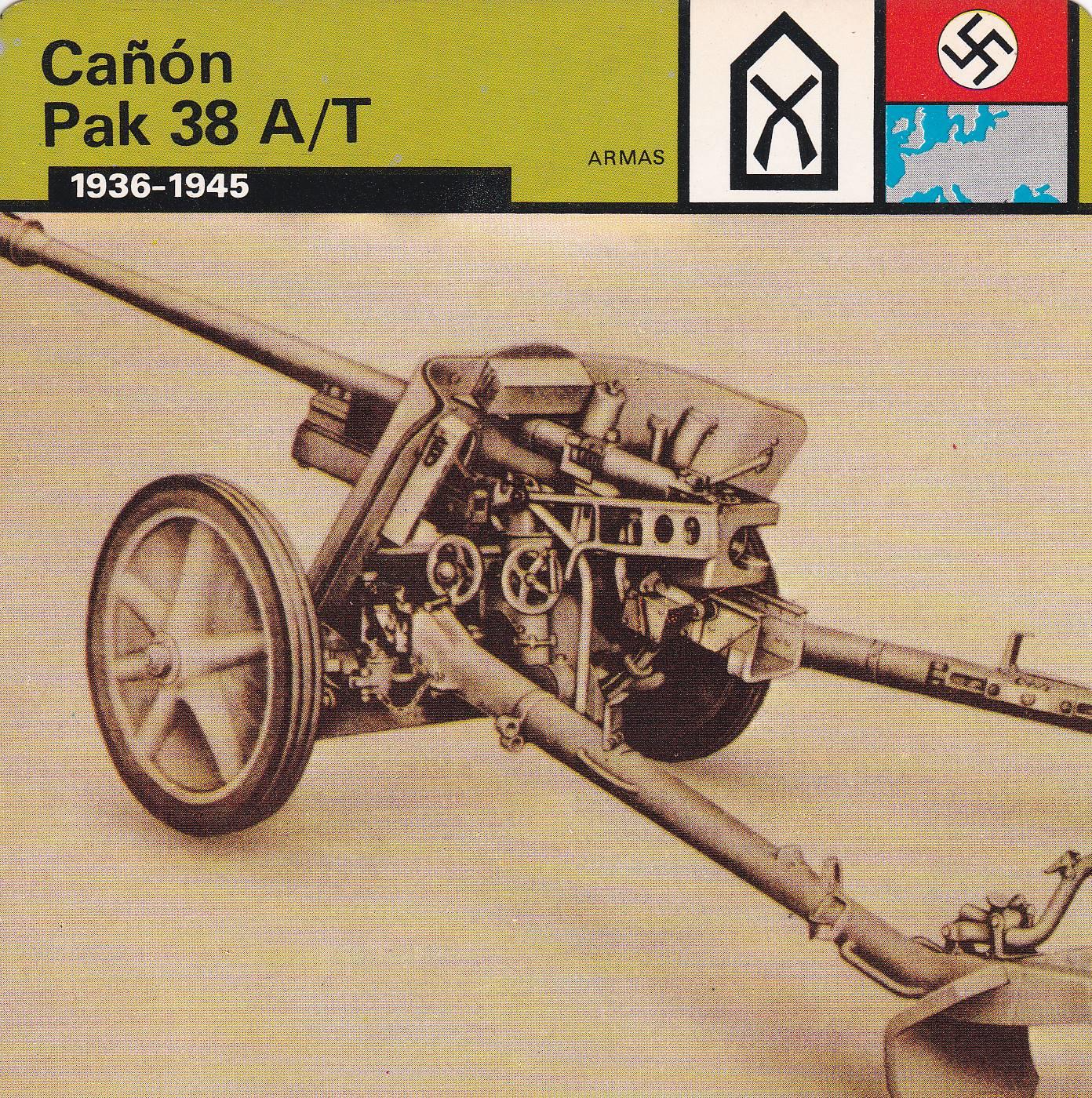 FICHA ARMAS 376: CAÑON PAK 38 A/T. 1936-1945