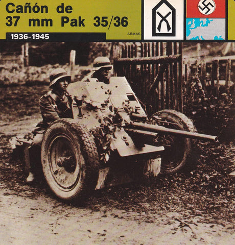 FICHA ARMAS 377: CAÑON DE 37 MM PAK 35/36. 1936-1945