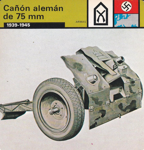 FICHA ARMAS 383: CAÑON ALEMAN DE 75 MM. 1939-1945