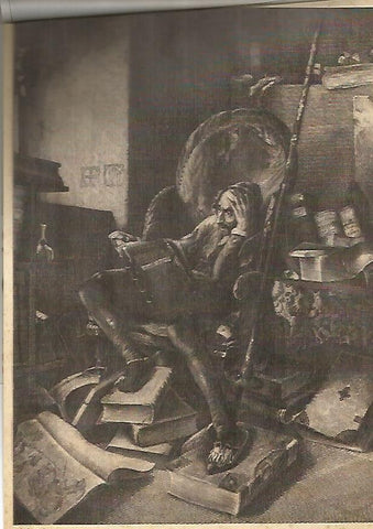 LAMINA 13023: Don Quijote leyendo por Luis de Madrazo
