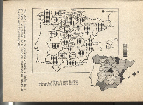 Lamina 08: Historia de España: Densidad y distrubucion poblacion española a finales del XVII
