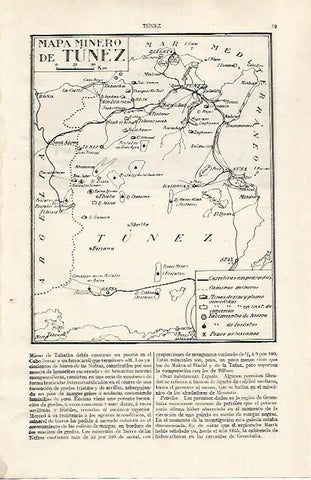 LAMINA ESPASA 31728: Mapa minero de Tunez