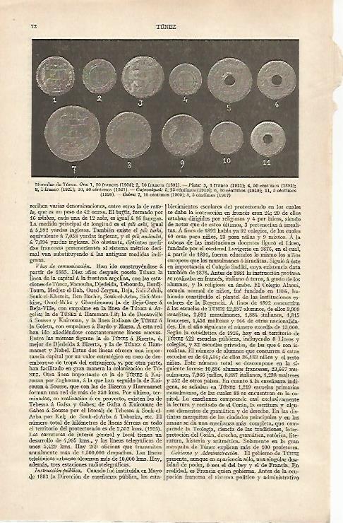 LAMINA ESPASA 31731: Monedas de Tunez