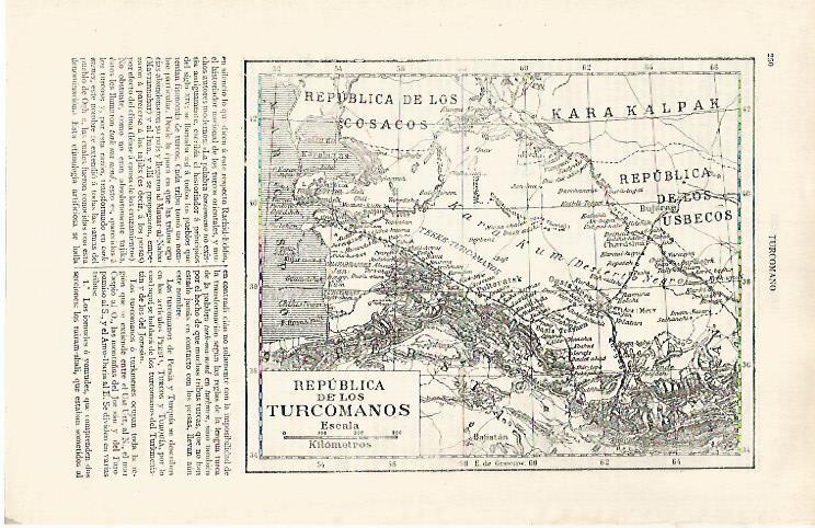 LAMINA ESPASA 31754: Mapa de la Republica de los Turcomanos