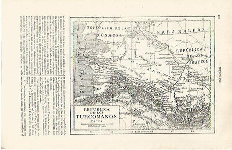 LAMINA ESPASA 31754: Mapa de la Republica de los Turcomanos