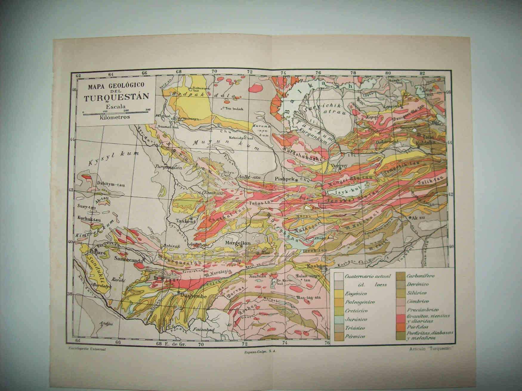 LAMINA ESPASA 31801: Mapa geologico del Turquestan