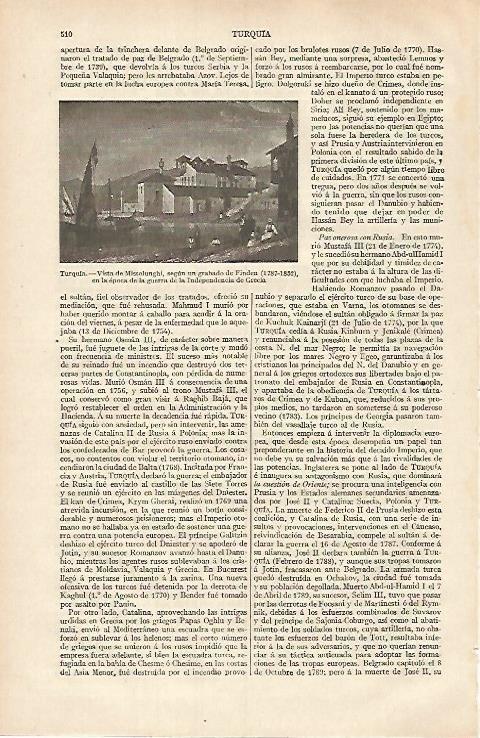 LAMINA ESPASA 31809: Vista de Missolunghi Turquia