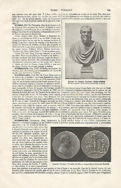 LAMINA ESPASA 31814: Busto de Juanelo Turriano por Berruguete