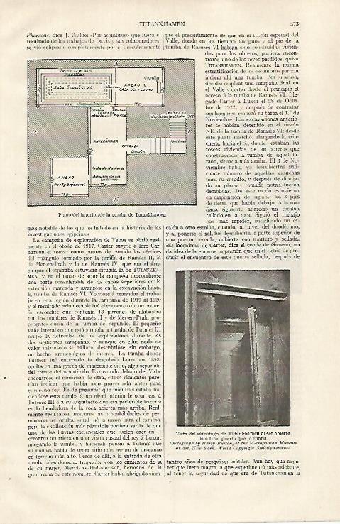 LAMINA ESPASA 31819: Plano del interior de la tumba de Tutankhamon