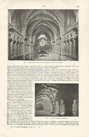 LAMINA ESPASA 31830: Interior de la catedral de Tuy Pontevedra