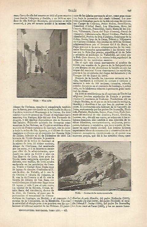 LAMINA ESPASA 31840: Calle y grutas de Ucles Cuenca