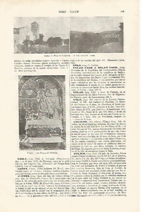 LAMINA ESPASA 31847: Iglesia y pueblo de Ugijar Granada