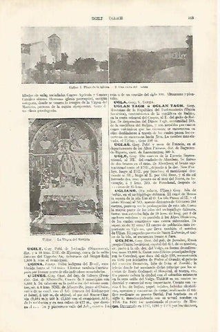LAMINA ESPASA 31847: Iglesia y pueblo de Ugijar Granada
