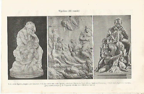 LAMINA ESPASA 31848: Esculturas del Conde Ugolino en el Louvre