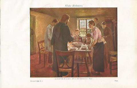 LAMINA ESPASA 31849: La bendicion de la mesa por F. Uhde