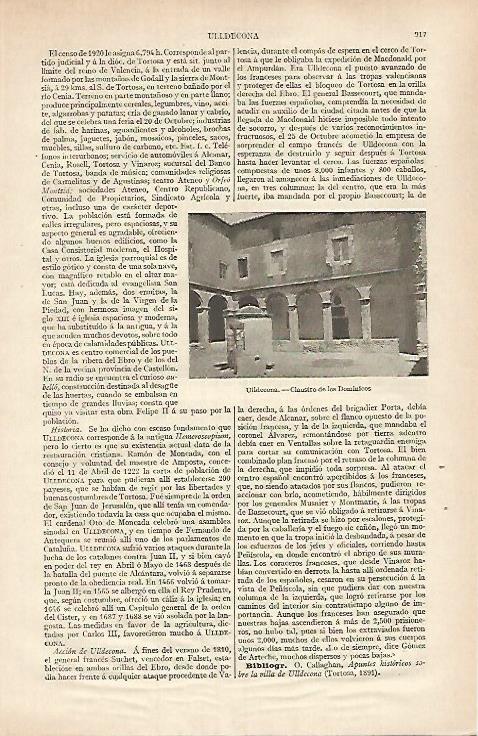 LAMINA ESPASA 31861: Claustro de los Dominicos en Ulldecona Tarragona