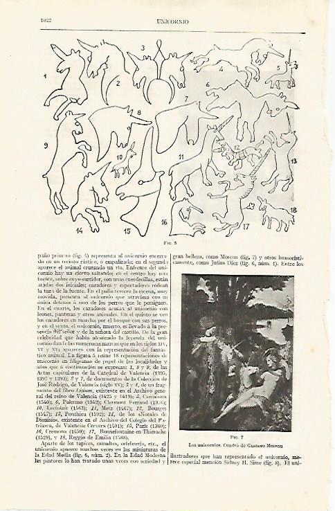 LAMINA ESPASA 31870: Los unicornios por Moreau