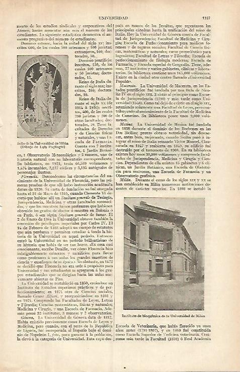 LAMINA ESPASA 31894: Instituto de Bioquimica de la Universida de Milan