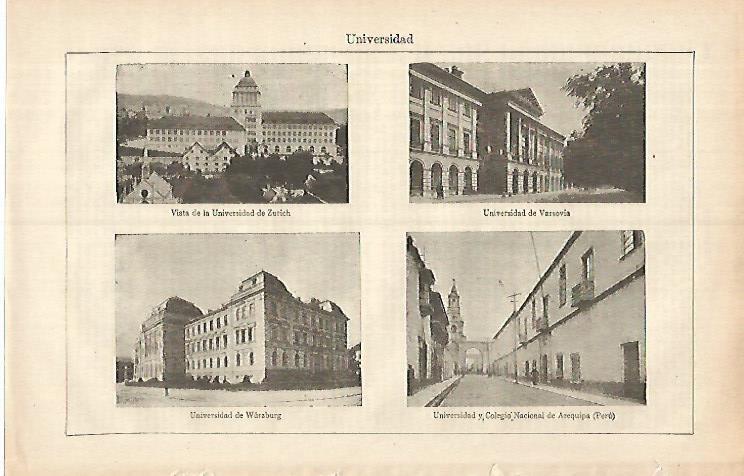 LAMINA ESPASA 31897: Universidad de Zurich Varsovia Wurzburg y Arequipa