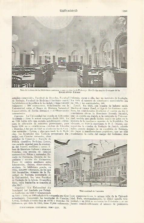 LAMINA ESPASA 31900: Sala de lectura de la Universidad de Friburgo Suiza