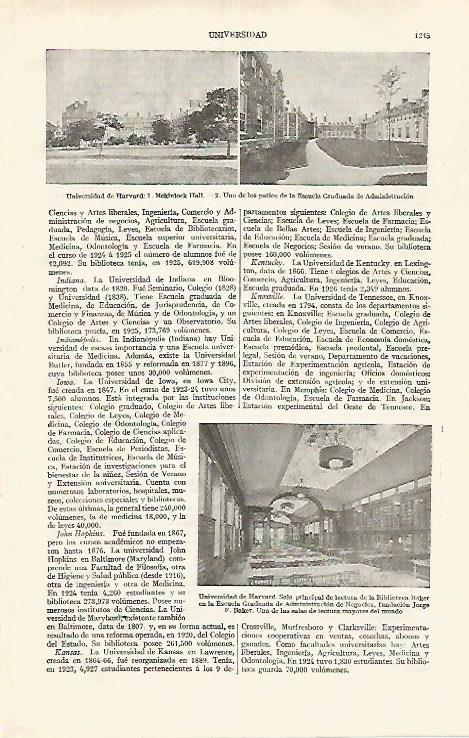 LAMINA ESPASA 31905: Salas y edificios de la Universidad de Harvard