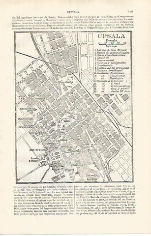 LAMINA ESPASA 31911: Plano de Upsala Suecia