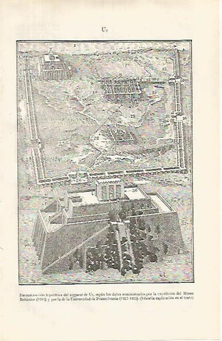 LAMINA ESPASA 31913: Reconstruccion hipotetica del zigurat de Ur Irak