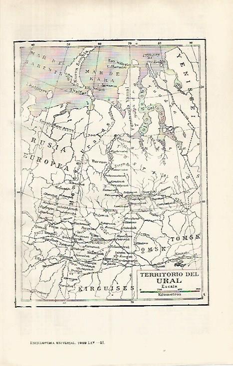 LAMINA ESPASA 31914: Mapa del Ural