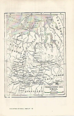 LAMINA ESPASA 31914: Mapa del Ural