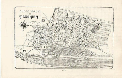LAMINA ESPASA 31921: Plano de la Ciudad Jardin de Tergnier