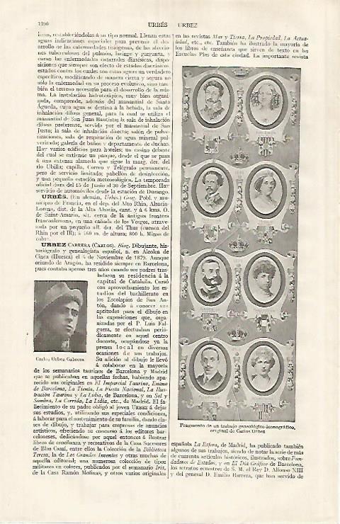 LAMINA ESPASA 31923: Trabajo de genealogia de Carlos Urbez