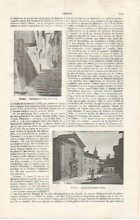 LAMINA ESPASA 31926: Escaleras de Santa Margarita en Urbino Italia