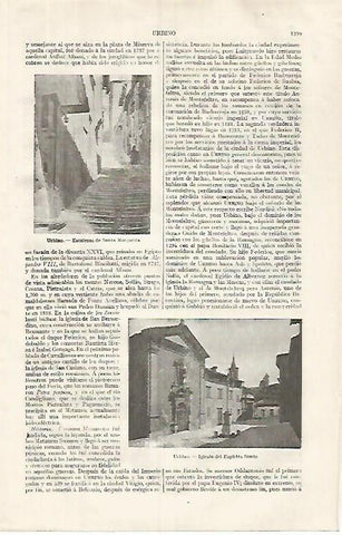 LAMINA ESPASA 31926: Escaleras de Santa Margarita en Urbino Italia