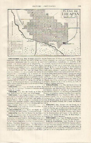 LAMINA ESPASA 31943:  Plano de Uruapan Mexico