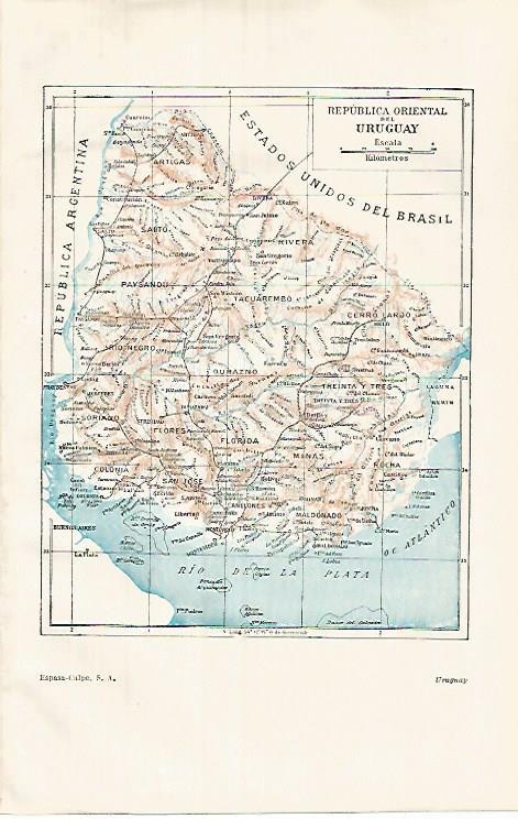LAMINA ESPASA 31944: Mapa de Uruguay