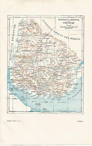 LAMINA ESPASA 31944: Mapa de Uruguay