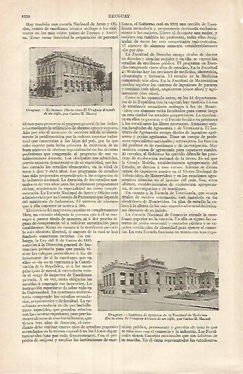 LAMINA ESPASA 31946: El Ateneo y Facultad de Medicina Uruguay