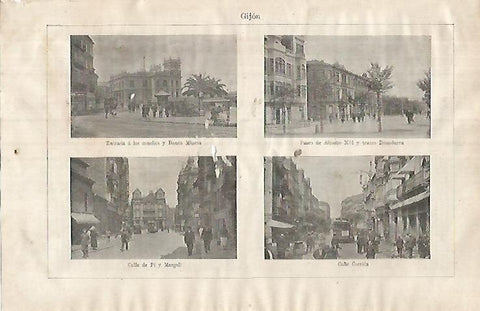 LAMINA ESPASA 31954: Vistas de Gijon