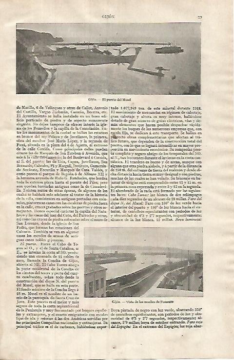 LAMINA ESPASA 31955: Puerto del Musel en Gijon