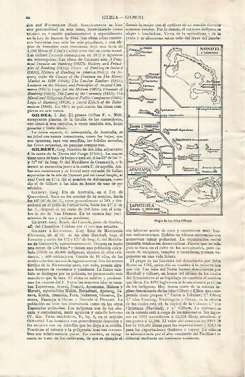 LAMINA ESPASA 31956: Mapa de las islas Gilbert