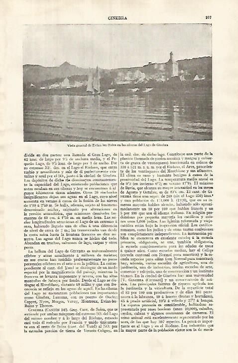 LAMINA ESPASA 31964: Vista de Evian les Bains