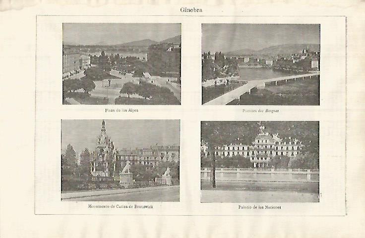 LAMINA ESPASA 31967: Palacio  puente y Monumentos en Ginebra