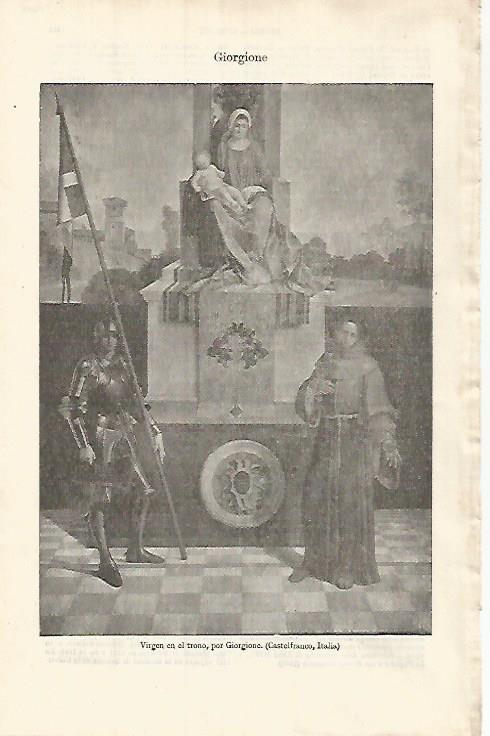 LAMINA ESPASA 31975: Virgen en el tronopor Giorgione