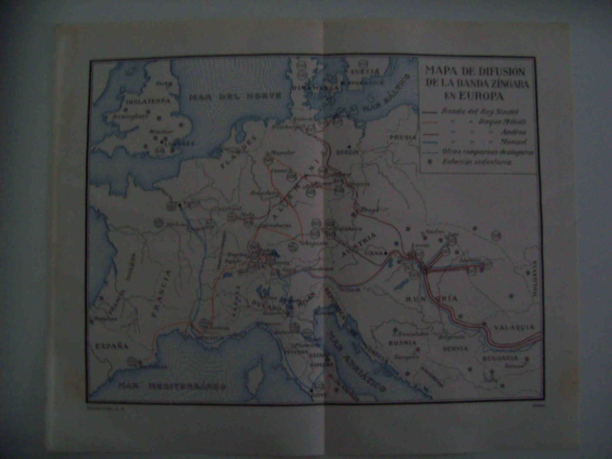 LAMINA ESPASA 31989: Mapa de la difusion zingara en Europa