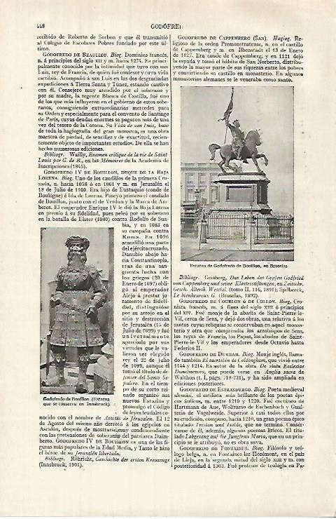 LAMINA ESPASA 32014: Estatua de Godofredo de Bouillon en Bruselas
