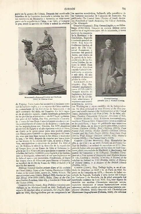 LAMINA ESPASA 32039: Monumento al general Gordon en Chatham por Ford