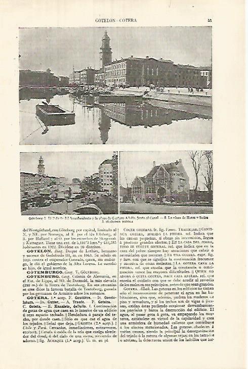 LAMINA ESPASA 32052: Vistas de Goteborg Suecia
